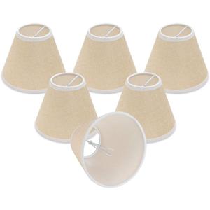 Wellmet Small Lamp Shade,ONLY for Candle Bulbs,Clip-on Drum Lamp Shades,Set of 6, 3" X 6" X 5", Linen