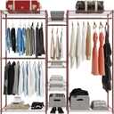 Xiofio 6 Tiers Heavy Duty Clothes Rack, Metal Clothing Rack,Clothing Storage Organizer,Garment Rack with Basket,Hanging Adjustable Garment Rack,65.0" L x 15.7" W x 76.0" H,Max Load 800LBS,Bronze