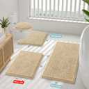 Smiry Luxury Chenille Bathroom Rugs 59x35, Extra Soft and Absorbent Shaggy Bath Mat, Machine Washable, Non-Slip Plush Carpet Runner for Tub, Shower, and Floor, Home Decor Accessories, Beige