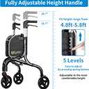 PLANETWALK Premium 3 Wheel Rollator Walker for Seniors Ultra Lightweight Foldable Aluminum Mobility Aid with Height Adjustable Handle and 8 Inch Wheels, Black