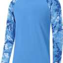 FISHEAL Men's Long Sleeve Fishing Shirts, UPF 50+ Camo Sun Protection Rash Guard, UV Shirt for Swimming Hunting Outdoor M