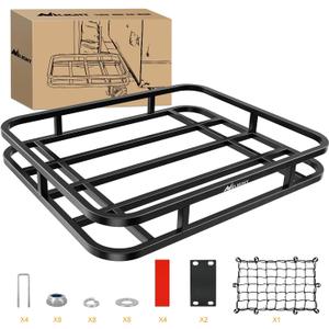 Nilight 32264 RV Bumper Mounted Cargo Rack Carrier with Net Fits 4-inch or 4-1/2-inch Bumpers Heavy Duty Luggage Holder Basket for RV Camping Traveling Capacity 350LBS