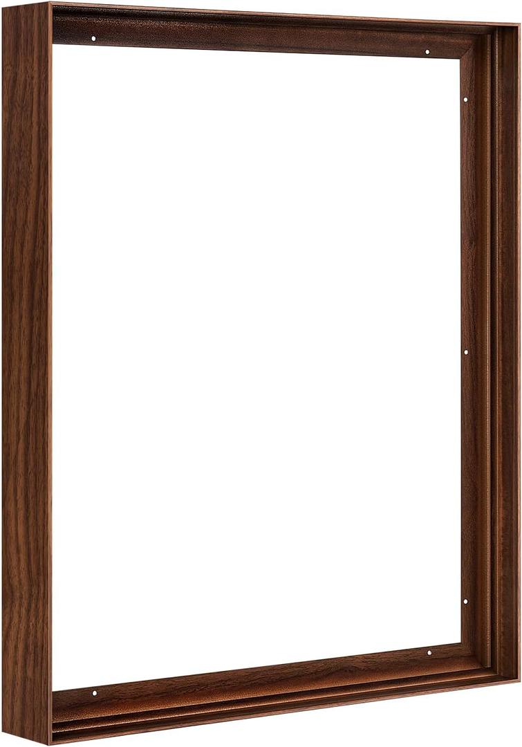 1.5" Deep Frame for 16x24 Canvas Paintings, DIY Metal Floating Frame for Personalized Family Travel Wedding Portrait Artwork, Modern Home Office Wall Decor (Walnut)