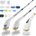 Electric Spin Scrubber Cordless Shower Cleaning Brush with 10 Replaceable Brush Heads, Extendable Handle Up to 59", 2 Speed, Waterproof, 2H Cleaning Time for Bathroom Shower Tile Glass Car