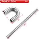 3 Inch Mild Steel DIY Custom Exhaust Tubing Mandrel Bend Pipe Straight & U-Bend Kit, Universal Fit - 8 PCS