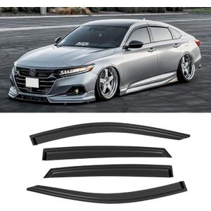 Window Rain Guards for Honda Accord 2018-2023, Window Visor Guards Wind Deflectors Vent Shade Vent Visors Rain Shields Sun Side Shatterproof 2019 2020 2021 2022, Tape-on/Outside-Mount