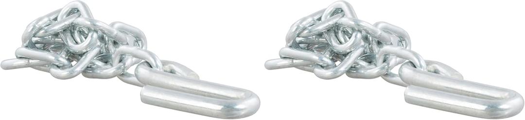 CURT 80040 27-Inch Trailer Safety Chain with 7/16-In S-Hooks, 5,000 lbs Break Strength (Pack of 2) (CLEAR ZINC)
