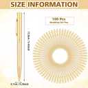 Outus 100 Pcs Wedding Favors Pens Metal Bulk Slim Ballpoint Pen 1 mm Medium Point Retractable with Black Ink Bridal Shower Recuerdos Para Boda Party Gift Guest Office Business Student Teachers(Gold)