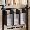 Floor-to-Ceiling Clothes Rack with 3 Laundry Hampers, Heavy-Duty Adjustable Closet Organizer, Modular Wardrobe Storage System, Black, Size: 4-Pole Max