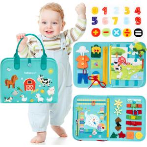 hahaland Busy Board for Toddlers Girls Montessori Toys for 3+ Year Old Farm Animals Preschool Learning Activities Toddler Travel Toys for 3+