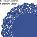 MCEAST 100 Pack Round Blue Paper Doilies 13.5 Inches Lace Place Mats Rustic Scallop Doily Disposable Paper Table Pads for Food Cakes Crafts Party Weddings Tableware Decor, Large