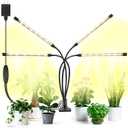 AURAZIGLI Led Grow Lights, 4 Heads Full Spectrum Plant Light with Clamp for Indoor Plants & Seed Starting, 10-Level Dimmable, Auto On Off, Timing 3 9 12Hrs