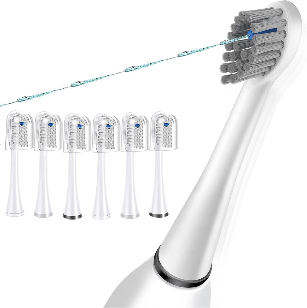 Flossing Toothbrush Head Replacement, 6 Count, Compatible with Water-pik Sonic Fusion / 2.0 SF-01, SF-02, SF03 & SF-04 (White, Compact(6Packs))