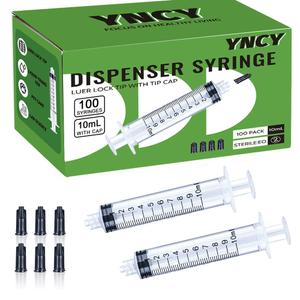 100 Pack 10ml Syringes Luer Lock with Cap, 10cc Syringe without Needle for Liquid, Individual Sterilized Wrapped