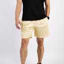 BOOMLEMON Mens Paisley Shorts Mesh Graphic Print Retro Casual Shorts Athletic Gym Basketball Running Short Pants (Beige)