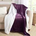 Sherpa Throw Blanket Super Soft Reversible Ultra Luxurious Plush Blanket, 50 x 60 inches, Rich Purple/White