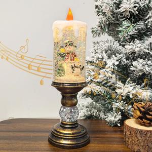 Snow Globe Christmas Lantern Decoration Glittering Snowman  USB Plugin & Battery Operated Music can be Turned Off, Portable Creative Water Glitters Lighted Music Christmas Snow Globe Lantern