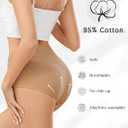 Voenxe Cotton Underwear for Women, High Waisted Ladies Panties, Breathable Soft Full Coverage Briefs,  Comfy Underpants,4 Pack (Beige, M)