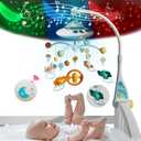 Baby Musical Crib Mobile with Night Lights and Relaxing Music,Hanging Rotating Animals Rattles,Stars Projection,Remote Control,for Boy Girl Newborn Baby ToysBlue
