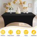 Smiry Spandex Table Cloth 4FT, Elastic Fitted Stretch Tablecloths, Washable and Wrinkle Free Rectangular Patio Table Cover for Outdoor, Wedding, Banquet & Parties (Black, 48Lx30Wx30H Inch)