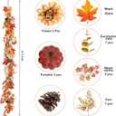 Fall Decor,6 FT Fall Garland for Mantel,Table Centerpiece, Home Porch Fireplace,Door, Lighted Autumn Decoration with Maple Leaves, Pumpkins,Flowers, Pinecones for Thanksgiving, Christmas
