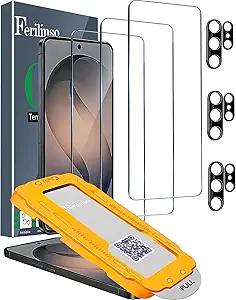 Ferilinso [Auto Dust Install] 3 Pack Screen Protector for Samsung Galaxy S26 Ultra, Military Grade Shatterproof, with 3Pack Tempered Glass Camera Lens Protector, Phone Case Friendly Accessories