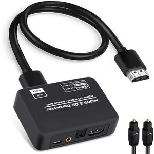 4K@60Hz HDMI 2.0b Audio Extractor Converter Adapter Splitter, HDMI ARC + Optical Toslink SPDIF + 3.5mm Stereo Audio Out, Support HDCP2.2 Digital PCM DTS 5.1, (Optical/HDMI Cables Included)
