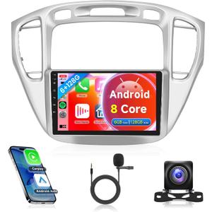 8Core 6G+128G Rimoody Car Radio for Toyota Highlander 2000 2001 2002 2003 2004 2005 2006 2007, Android 13 Car Stereo Carplay Android auto DSP Mirror Link GPS WiFi 9 Inch Touchscreen BT FM Camera 8Core 6G+128G Rimoody Car Radio for Toyota Highlander 2000 2001 2002 2003 2004 2005 2006 2007, Android 13 Car Stereo Carplay Android auto DSP Mirror Link GPS WiFi 9 Inch Touchscreen BT FM Camera