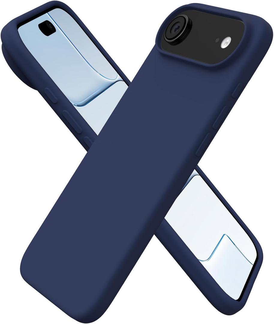 ORNARTO for iPhone Air Case 6.5", Slim Liquid Silicone 3 Layers Soft Gel Rubber Shockproof Protective Cover with Anti-Scratch Microfiber Lining-Navy Blue