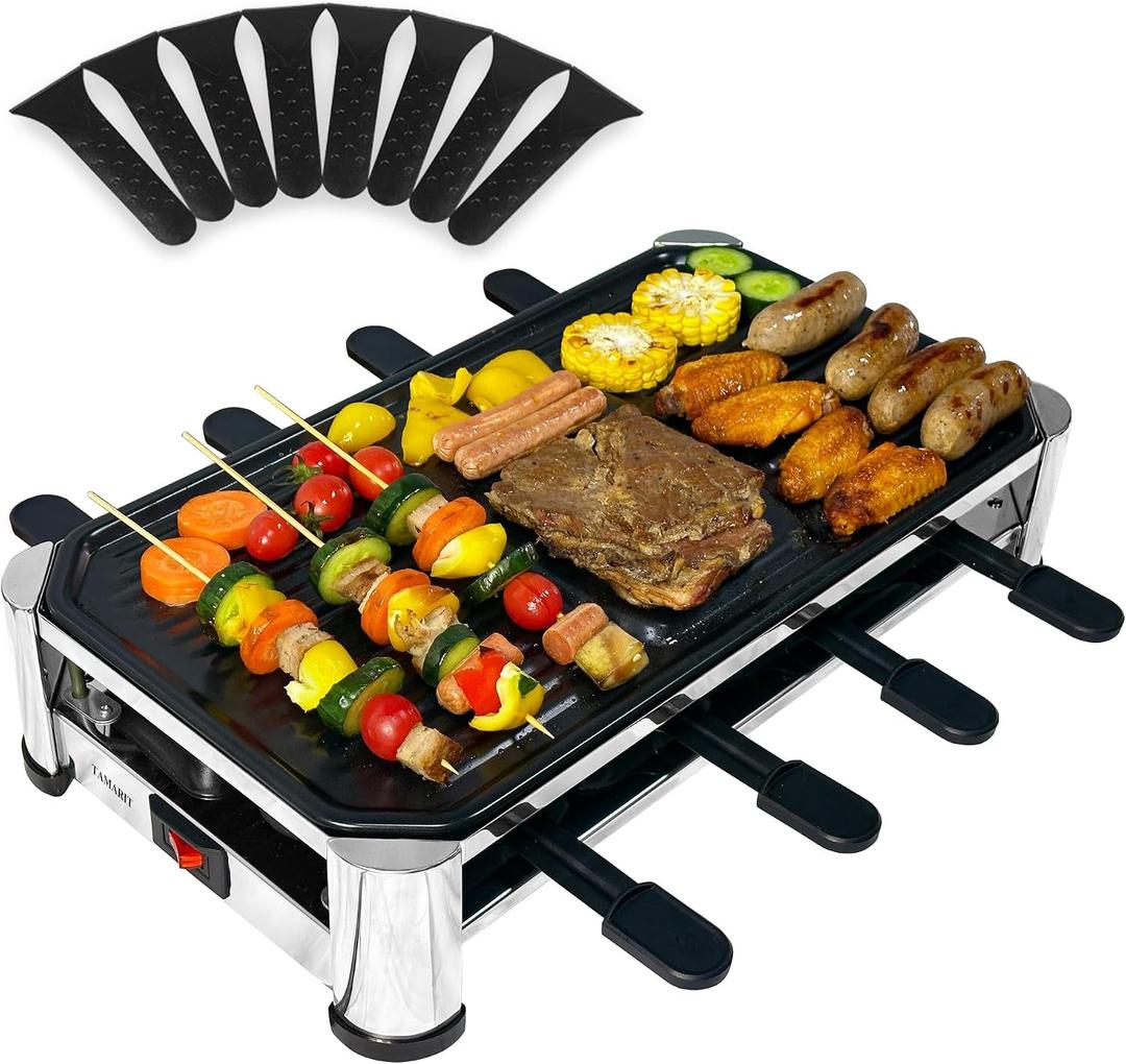 TAMARIT 8-Person Raclette Grill, Electric Table Grill for family gatherings