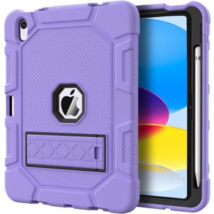 Case for iPad (A16) 11th Generation 11 Inch 2025 / iPad 10th Generation 10.9 Inch 2022, [Built-in Pencil Holder] Heavy Duty Shockproof Rugged Protective Case, Light Purple