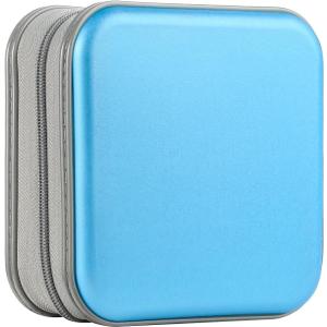 UENTIP DVD Case,48 Capacity CD Case for Car Portable Zipper Holder Large Storage CD Wallet CD Organizer Home Travel (Sky Blue, 48)