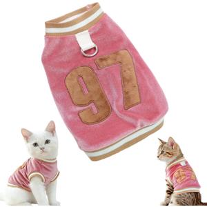 Dog & Cat Jersey, Pet Clothes for Dogs & Cats Number 97, Soft Warm Cotton Blend Sweatshirt for Fall & Winter, Breathable Cozy Pet Sports Shirt, Durable Outdoor Daily Wear (Pink, XL)