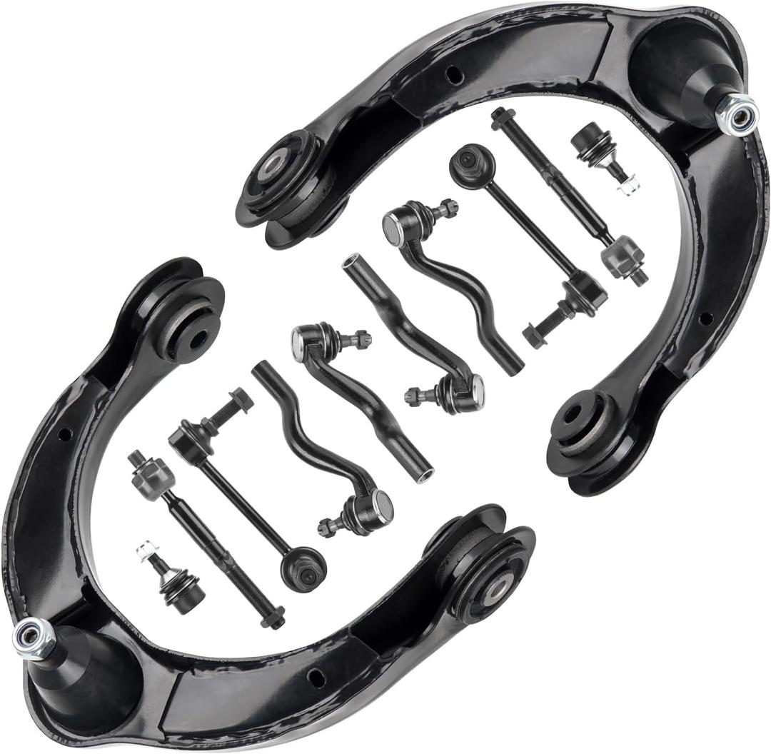 Front Upper Control Arms w/Lower Ball Joints for Dodge Durango & Jeep Grand Cherokee 2011-2015 3.0L 3.6 5.7L, Sway Bar + Tie Rods Suspension Kit K621608 K621607 MS25518 ES800973 ES800972 EV800987 (12PCS)