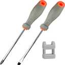 2 Pack Magnetic Screwdriver Set, Slotted and Phillips Screwdriver 6 Inch, Non Slip Cushion Grip Screw Driver Kits include Magnetizer, for Home Repair and Industrial Use