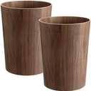 Threehoney 2 Pack 2.3 Gallons Wood Trash Can Wastebasket Natural Wood Round Wastebasket Small Trash Bin for Home, Office Under Desk, Kitchen, Bedroom, Den, Hotel,Room