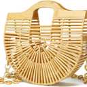 Miuco Bamboo Tote Bags Top Handle Handmade Handbags Beach Purses With Chain