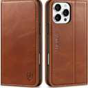 SHIELDON Case for iPhone 16 Pro Max 5G 2024, Genuine Leather Folio Wallet Magnetic Kickstand RFID Blocking Card Slots Shock-Absorbent Phone Cover Compatible with iPhone 16 Pro Max 6.9" - Retro Brown