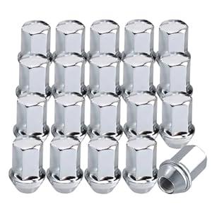 Set of 20 M14x1.5 Lug Nuts Compatible with 2018-2022 Wrangler Gladiator 2011-2022 Cherokee Grand 2012-2022 Ram 1500 One-Piece Chrome OEM Wheel Lug Nuts