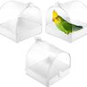 Honeydak 3 Pieces Clear Bird Bath for Cage Parakeet Bird Cage Accessories Hanging Bath Box Parrot Bathing Tub with View for Cockatiel Conure Canary Budgies Parrots(Clear)