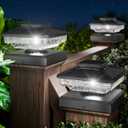 Bright Solar Post Cap Lights 2 Pack, 3-in-1 [4X4/5X5/6X6] Fence Post Solar Lights for Wooden/Vinyl, Waterproof IP65, 6000K Outdoor Light for Garden Patio Fence Deck (Black)