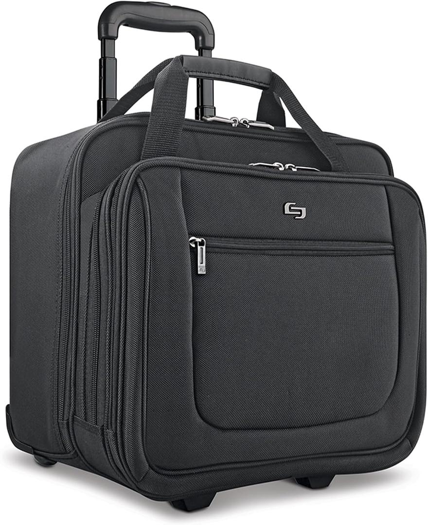 Solo New York Rolling Case with Wheels - Roller Laptop Bag, Wheeled Briefcase for Women & Men, Carry On Size for Travel, Fits 17.3" Computer - Bryant, Black