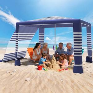 Beach Cabana Tent with Sun Shade - 8'8' UPF 50+ Large Beach Canopy Tent with Side Wall, 2 Cup Holder & Adjustable Height Foldable Outdoor Shelter Canopy for Camping/Patio/Parties/Garden/Backyard