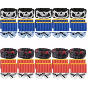 POKONBOY Compatible with Nerf Guns Party Supplies - 10 Sets Blaster Guns Birthday Party Favors Accessories Include Face Mask, Kids Form Darts and Tactical Glasses for 2 Teams