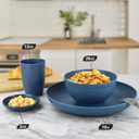 Wrova Wheat straw plates and bowls sets of 16 - Unbreakable wheat straw dinnerware sets for kids - Alternative plastic dinnerware set service for 4 - Microwave safe and Dishwasher safe bowls. Colorful