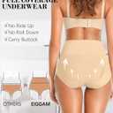 EIGGAM Tummy Control Underwear Soft High Waisted underwear Full Coverage Briefs Breathable Postpartum Cotton Womens Panties (Beige, L)