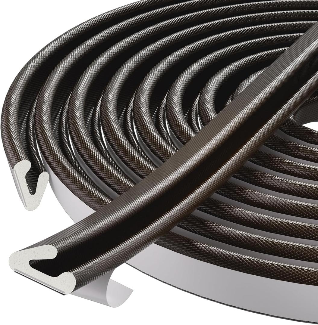 33 Ft V-Shape Thin Weather Stripping Door Seal Strip for Doors Frame,Self Adhesive Foam Tape Weatherstripping Door Insulation Winter,Door Soundproof Gap Filler Sealing Strip,Brown