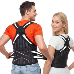 Posture Corrector for Women & Men, Back Brace Advanced Full Back Support for Upper & Lower Back Pain Relief, Spine, Neck, and Hump, X-Style Medical-Grade Lumbar Support System with Adjustable Shoulder Straightener and Breathable Design for Long Sitting and Exercises, M