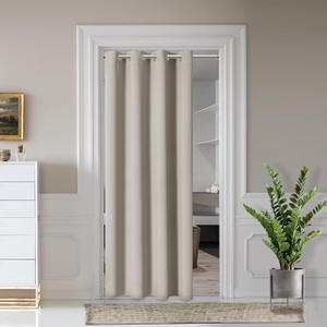 AOSKY Door Curtains for Doorway Privacy, Beige Grommet Closet Curtains for Bedroom, Door Window Curtain, Light Blocking Thermal Insulation Drapes for Living Room Set of 1 Panels, 52" W x 40" L