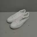ZGR Men's Synthetic Leather White Sneakers,Low Top White Tennis Shoes,Lace up Casual Shoes 9.5
